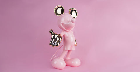 LEBLON DELIENNE Statuina Topolino Welcome piccolo rosa/oro 18.5xH30 cm