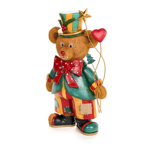 Nuvole di Stoffa Statuetta Orso pagliaccio in resina "Bear Wonderland" 15x8xH25 cm