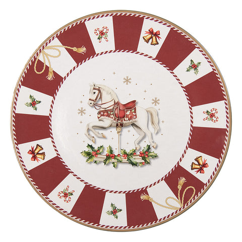Clayre & Eef Set 6 sottopiatti natalizi con stampa cavallo plastica D33xH1cm