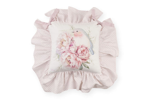 Ensemble de 2 coussins de chaise Cloth Clouds avec motif oiseau et volant « Fiorirà », 40 x 40 cm