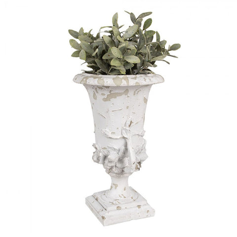 Clayre & Eef Fioriera bianco anticato Shabby Chic Ø19x28 cm