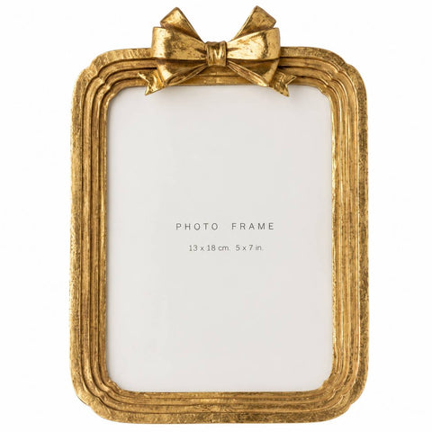 L'Arte di Nacchi Cornice portafoto in resina oro con fiocco 15x4xH22,5 cm