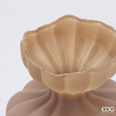 Edg Enzo de Gasperi Vaso Flow Sinuoso in vetro opaco marrone D26xH32 cm - Angelica Home Stabia