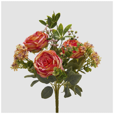 EDG Enzo de Gasperi Mazzo Cespuglio Rose arancione con foglie artificiale H33 cm - Angelica Home Stabia