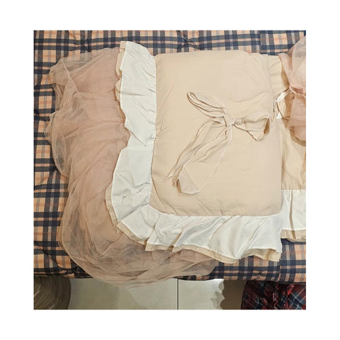 L'Atelier 17 Trapunta singola invernale con balza e tulle "Duvet Ellie" 120x230 cm 3 varianti(1 unità)