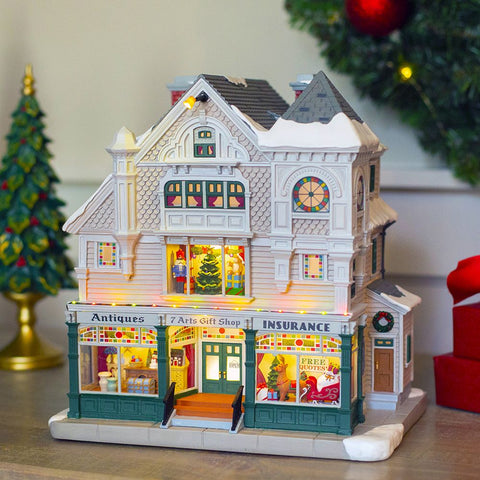 LEMAX LED illuminated building "Antique &amp; Gift Shop" in polyresin H26 x 24.8 x 17.8 cm