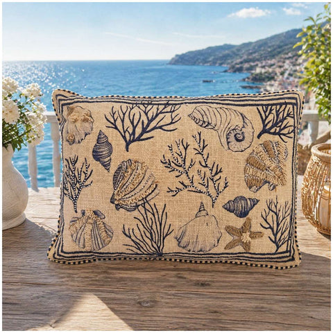 Clodette Cuscino arredo in cotone conchiglie "Sardinia" 50x35 cm