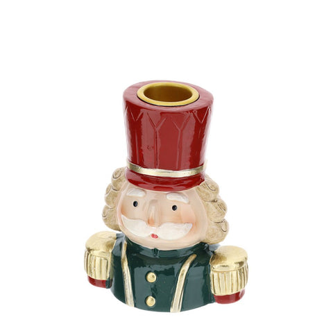 Hervit Portacandela natalizio decoro soldatino in ceramica H10 cm