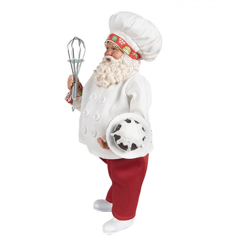 Clayre &amp; Eef Statuette de chef Père Noël en tissu 17x11xH27 cm