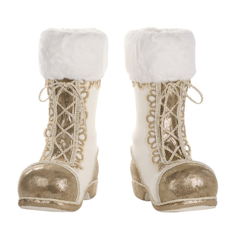GOODWILL Set of two cream/gold Santa Claus boots 38 cm