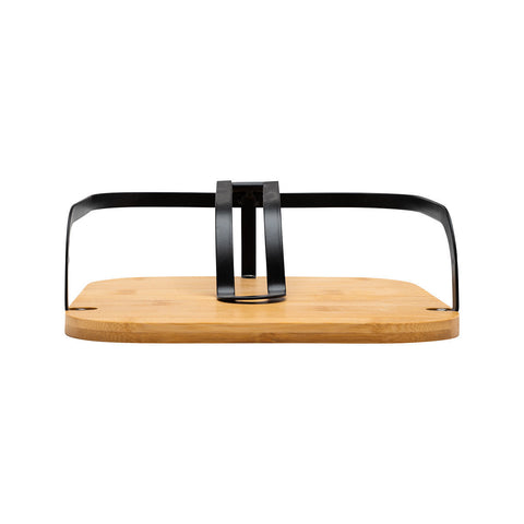 Estia Home Portatovaglioli in metallo nero e bamboo 20x20xH7 cm