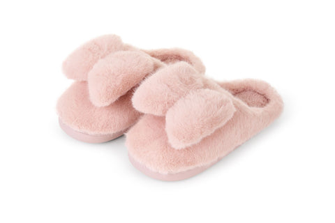 Chaussons antidérapants en tissu rose avec nœud « Darling » pour femme