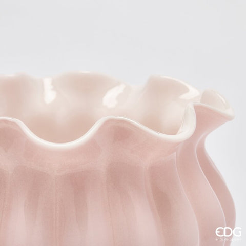 Edg Enzo de Gasperi Vaso Fleur portafiori in vetro rosa D23xH27 cm