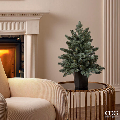 EDG Sapin de Noël en pin argenté avec vase H60 cm