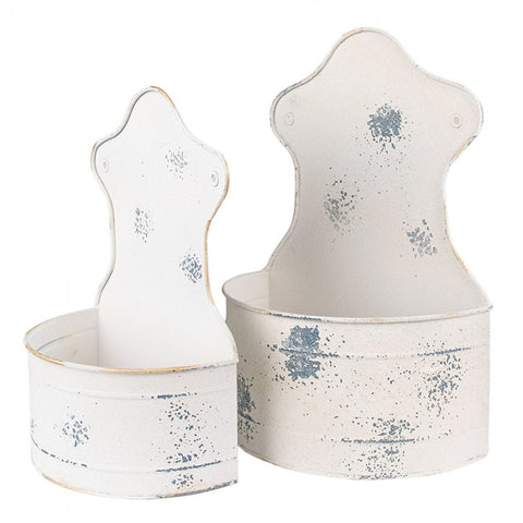 Clayre & Eef Set 2 portavasi ferro anticato 26x14x37/23x12x32 cm