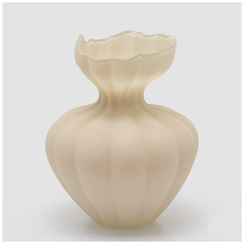 Edg Enzo de Gasperi Vaso Flow Sinuoso in vetro opaco avorio D26xH32 cm - Angelica Home Stabia