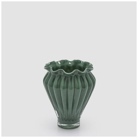 Edg Enzo de Gasperi Vaso Fleur portafiori in vetro verde D17xH20 cm