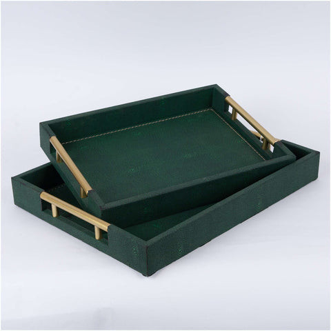 Eurolamp Set 2 Vassoi decorativi verde scuro 40x30x5cm/34x24x4.5cm