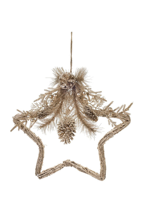 Tissu Nuages ​​Étoile en Saule et Pommes de Pin "Darling" D35x7,5 cm