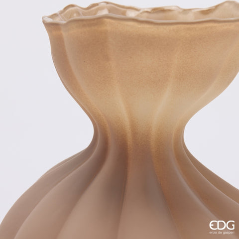 Edg Enzo de Gasperi Vaso Flow Sinuoso in vetro opaco marrone D19.5xH30.5 cm - Angelica Home Stabia