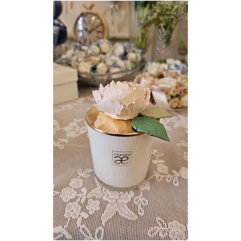 Chiaraela Candela grande Peonia "Giardino" D8.5xH14 cm 8 varianti(1 unità)