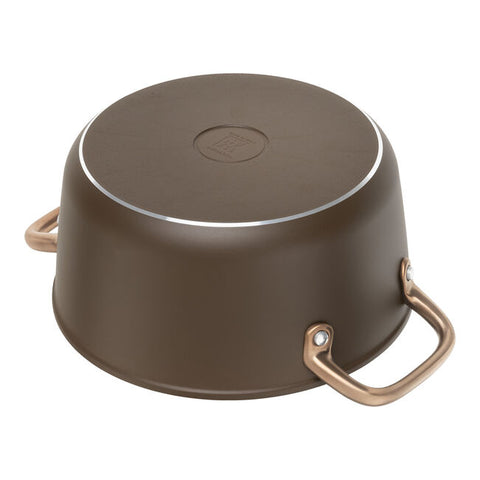 ZWILLING Milano Casseruola in alluminio marrone + coperchio in vetro, CERAFORCE Titanium 24 cm