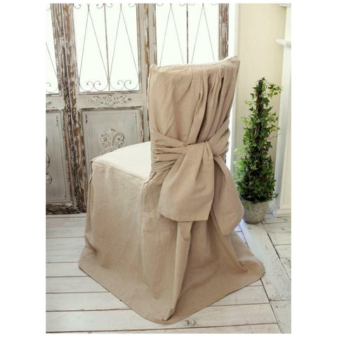 L'ATELIER 17 Set of two Dressing gown with backrest, Chair cover with bow in pure cotton "Essentiel" Shabby Chic 98x40 cm 5 variants