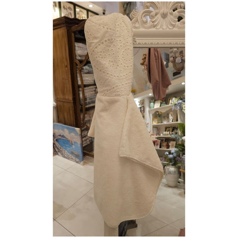 Chez Moi Poncho bambino in spugna di cotone e pizzo San Gallo 2 varianti(1 unità)