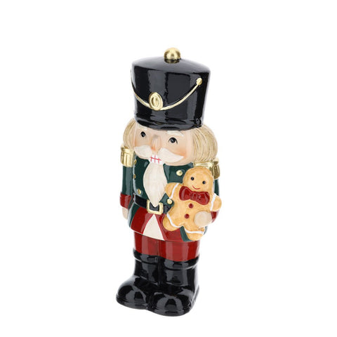 Hervit Decoro soldatino con omino marzapane statuina di natale in ceramica lucida H20 cm