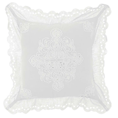 Blanc Mariclò Coussin décoratif en mélange coton et lin blanc "Brezza di SanGallo" 45x45 cm