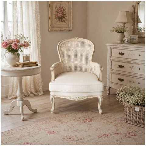 Coccole di Casa Poltrona Bergere in legno e velluto naturale "Soleil" 70x76x95 cm