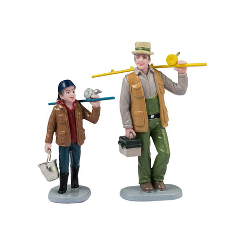 LEMAX Set of two "Fishin' Time" resin characters H7.2 x 6.5 x 3 cm
