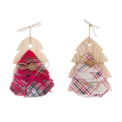 Blanc Mariclò Canovaccio con decoro in legno albero di Natale "Magia Tartan" 40x70 cm 2 varianti (1 unità)