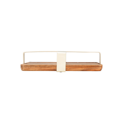 Estia Home Portatovaglioli in metallo avorio e legno "Allure" D19.5xH4 cm