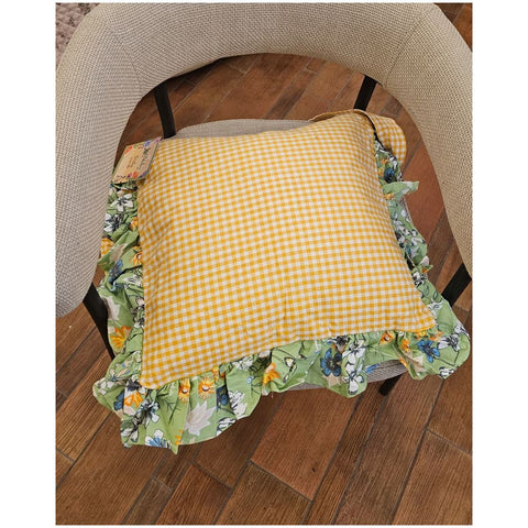 L'Atelier 17 Cuscino sedia a quadretti con gala "Dolly" 40x40 cm 4 varianti(1 unità)