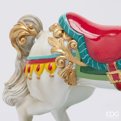 EDG Cavallo a dondolo decoro natalizio in poliresina 30x19xH40 cm