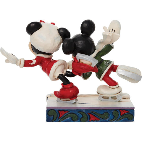 Figurine de Noël Enesco Mickey et Minnie avec patins "Jim Shore" 12,5x7,5x18cm