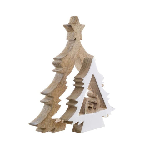 Blanc Mariclò Décoration de Noël Sapin de Noël en bois 25x4xH26 cm