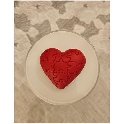 Chiaraela Cilindro alto con dedica e Cuore puzzle rosso D7xH14.5 cm