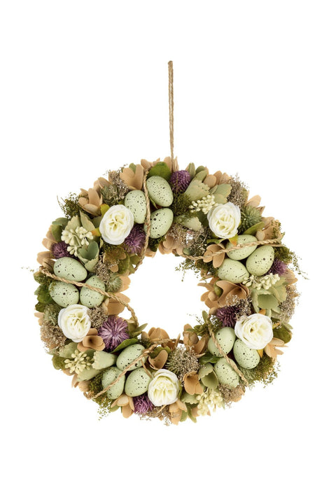 Nuvole di Stoffa Ghirlanda Fuoriporta Uova di Pasqua in legno "PePen" D33x7 cm