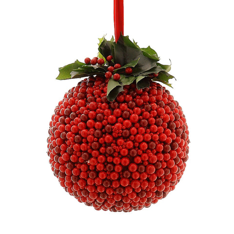 Boule de Noël Vetur Grande avec baies rouges/vertes D30 cm