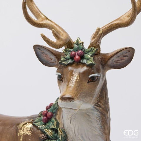 EDG Decoro renna con ghirlanda di natale in poliresina 44x19xH56 cm