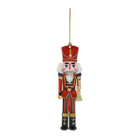 Hervit Decoro soldatino schiaccianoci con tromba addobbo per albero di natale resina H13 cm
