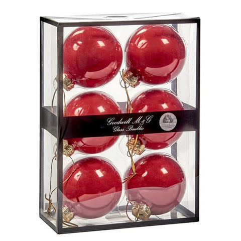 GOODWILL Box set of 6 opaque red glass tree spheres D7 cm