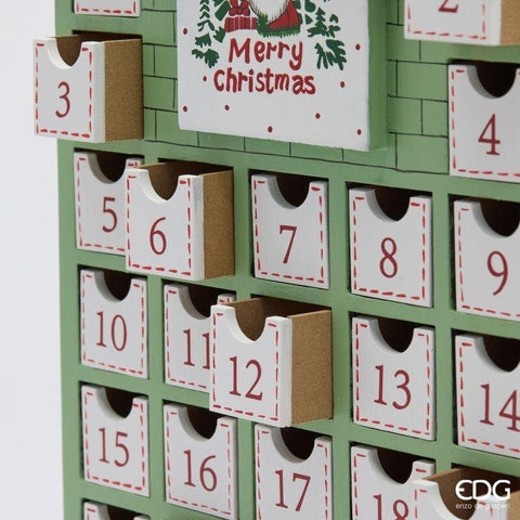 EDG Calendario dell'avvento in legno 24 caselle 25x9,5x35,5 cm