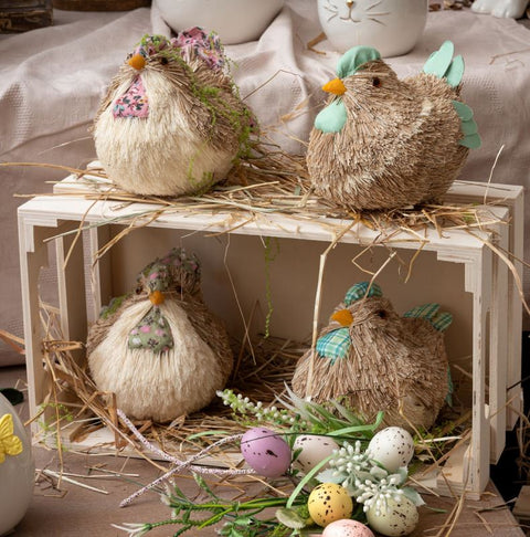 L'Arte di Nacchi Pulcino di pasqua in paglia  10x12xH11 cm - Angelica Home Stabia