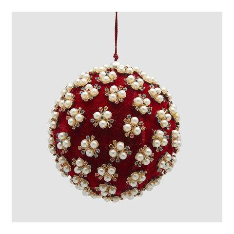 EDG Enzo De Gasperi Sfera di natale palla con perle velluto D12 cm 2varianti (1unità)