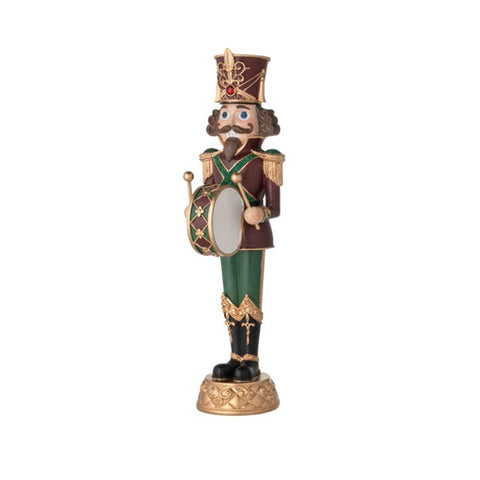 L'arte di Nacchi Statuina Soldato Schiaccianoci in resina con tamburo 9x10xH35 cm