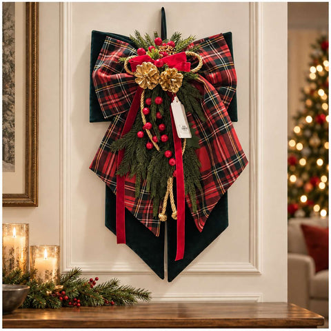 Fiori di Lena Double nœud de Noël en velours avec gui H50 cm 3 variantes (1 unité)