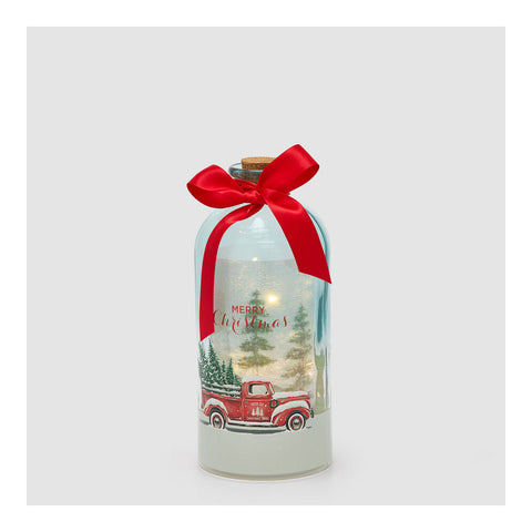 EDG Bottiglia con Led decorazione natalizia vetro D11 H24 cm
